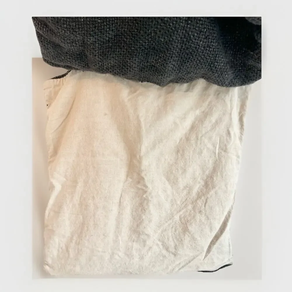 TWO Pottery Barn Faye Charcoal Textured 100% Linen Pillow Covers 20